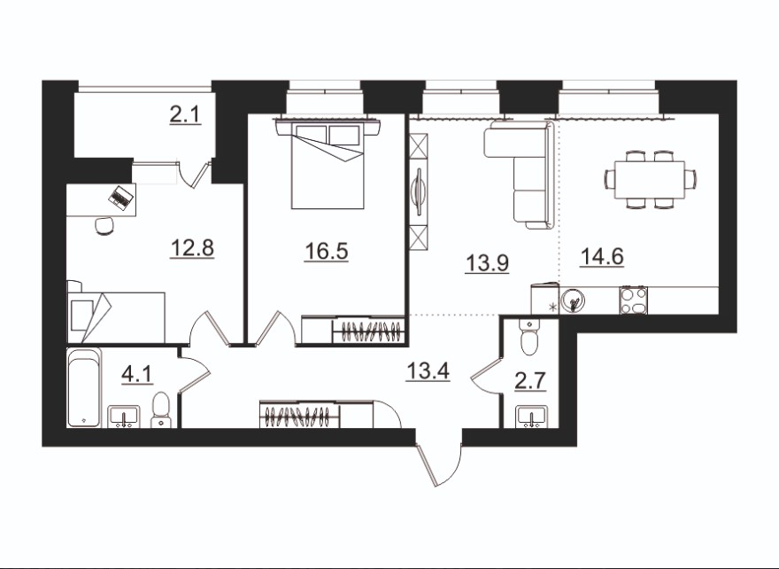планировка квартиры 80 м2